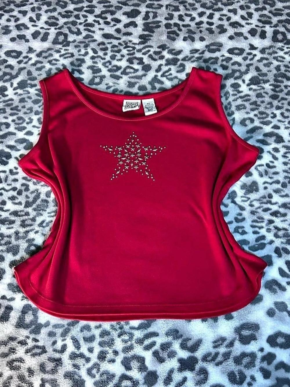 Field Gear Silver Studded Star Tank Top in Red